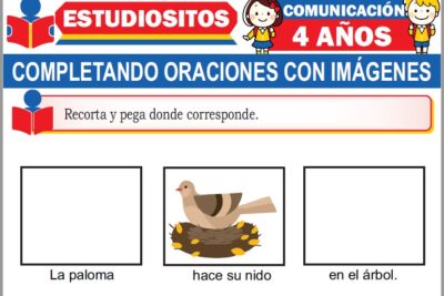 Ejercicios de Completando Oraciones con Imágenes para Niños de Cuatro Años