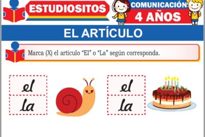 Ejercicios de El Artículo para Niños de Cuatro Años