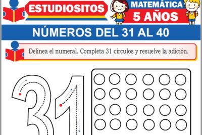 Ejercicios de Números del 31 al 40 para Niños de Cinco Años