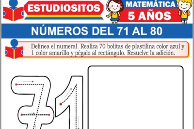 Ejercicios de Números del 71 al 80 para Niños de Cinco Años