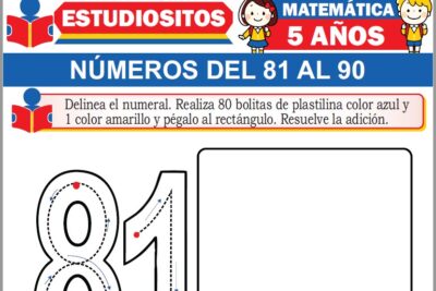 Ejercicios de Números del 81 al 90 para Niños de Cinco Años