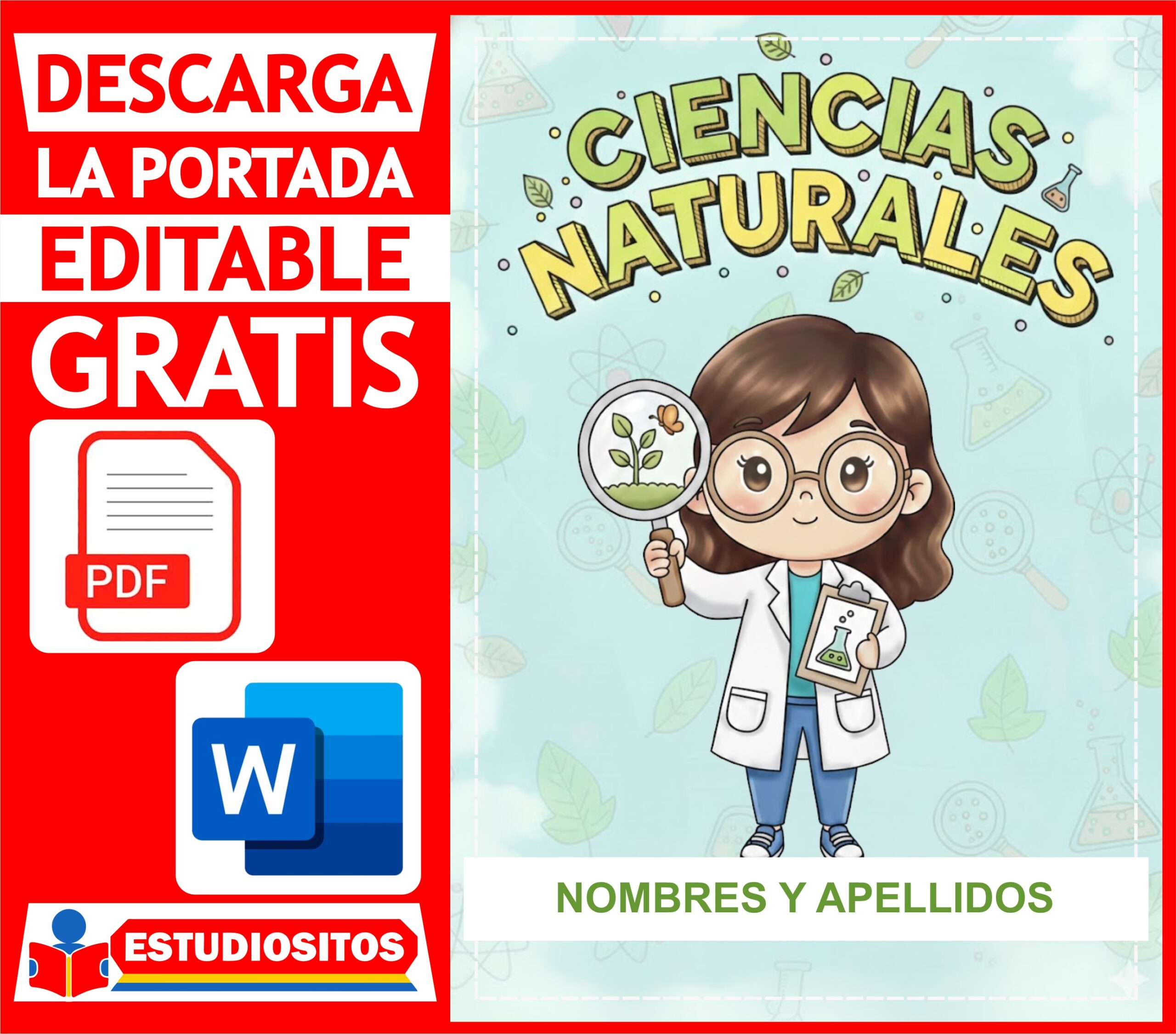 Portada de Ciencias Naturales para Niñas - Editable