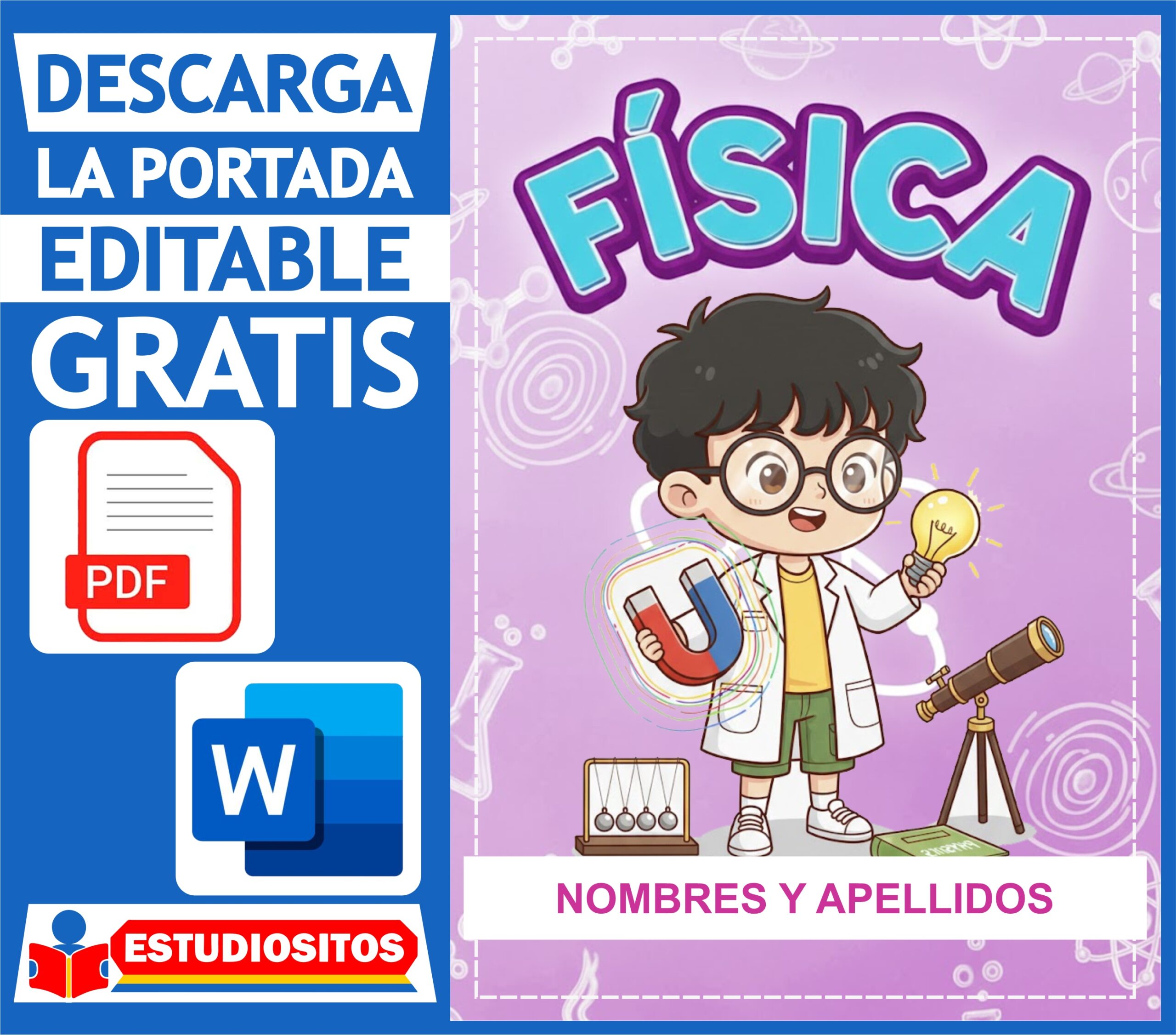 Portada de Física para Niños - Editable