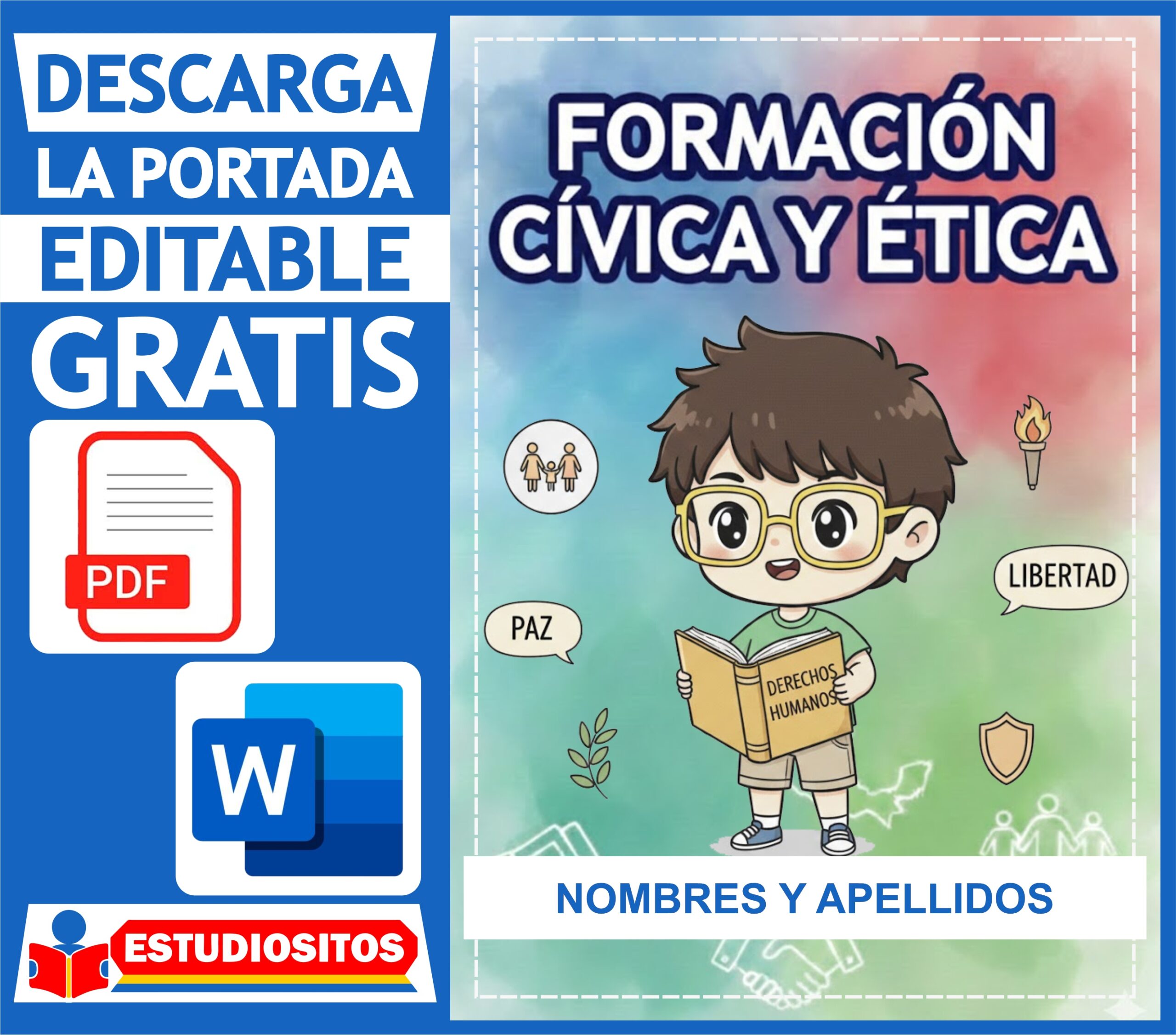 Portada de Formación Cívica y Ética para Niños - Editable