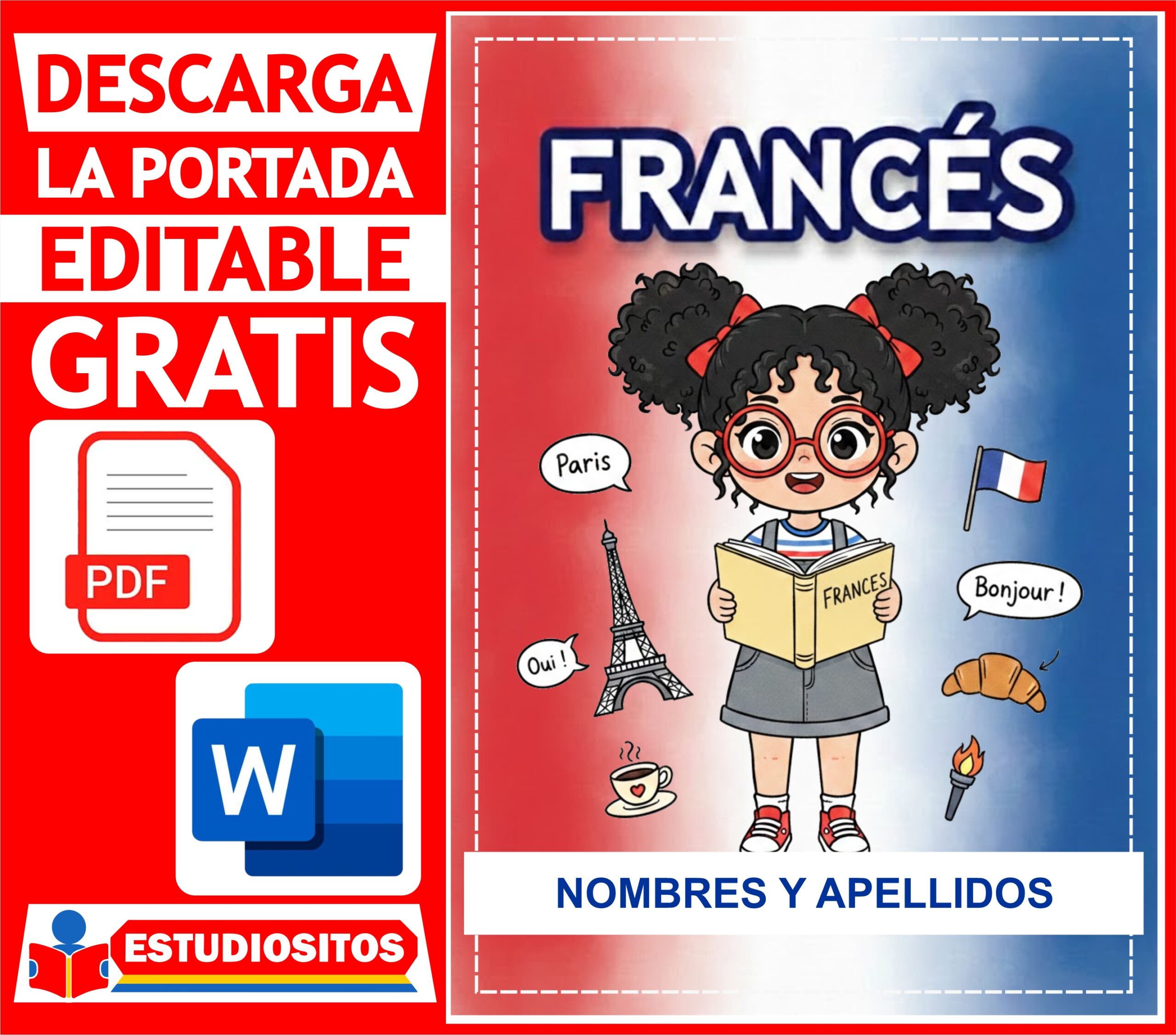 Portada de Frances para Niñas - Editable