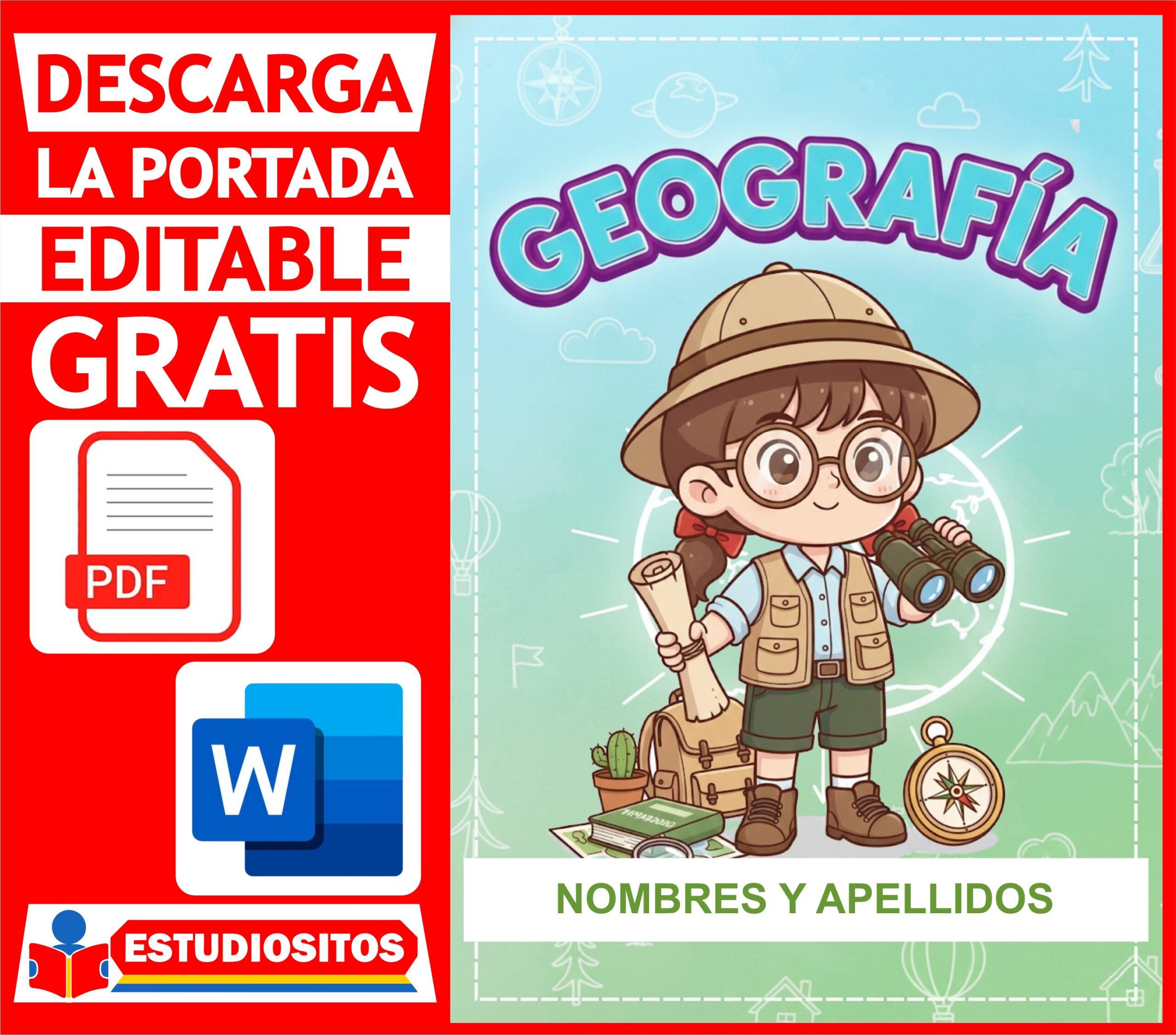 Portada de Geografía para Niñas - Editable