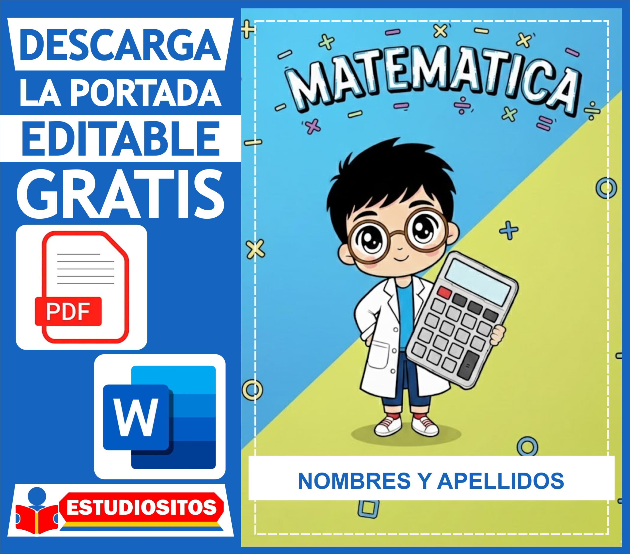 Portada de Matemática para Niños - Editable