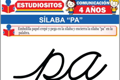Ejercicios de Sílaba Pa para Niños de Cuatro Años